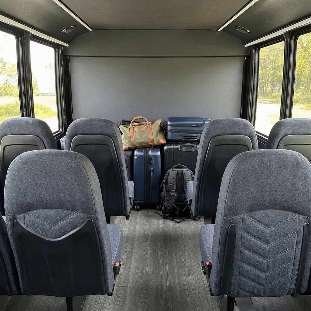 beverly hills 25 passenger minibus luggage area