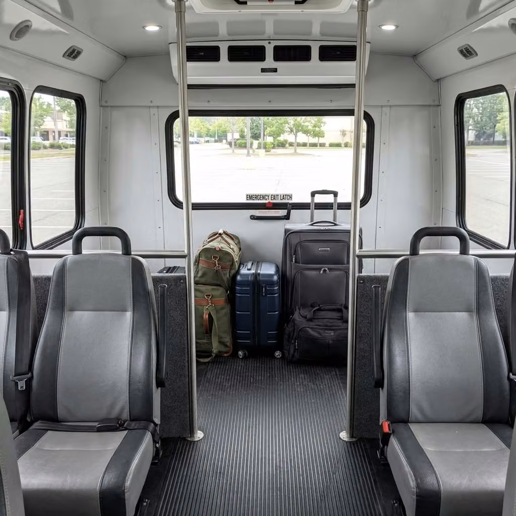 beverly hills 30 passenger minibus luggage area