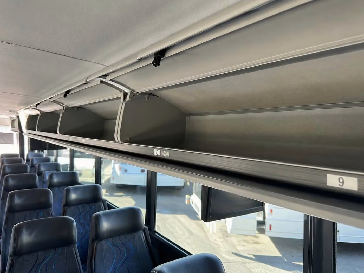 beverly hills 35 passenger minibus overhead storage