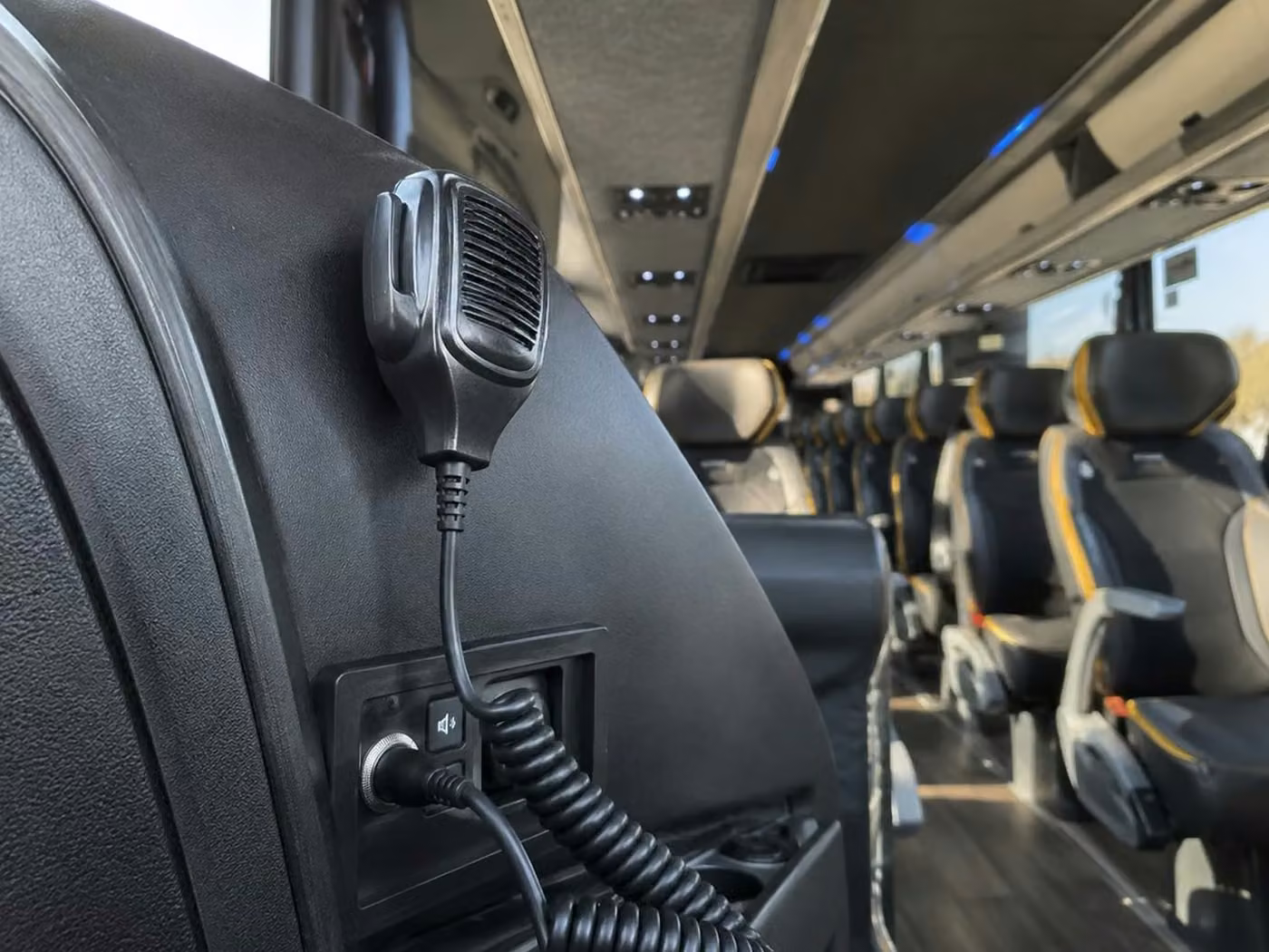beverly hills 56 passenger charter bus pa system