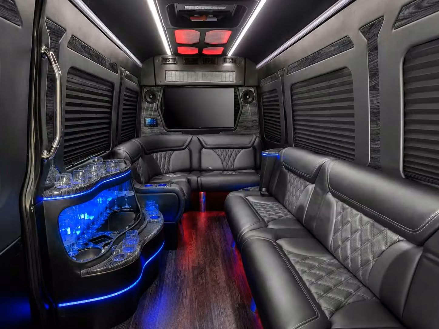 beverly hills 56 passenger long distance charter buses with onboard restrooms