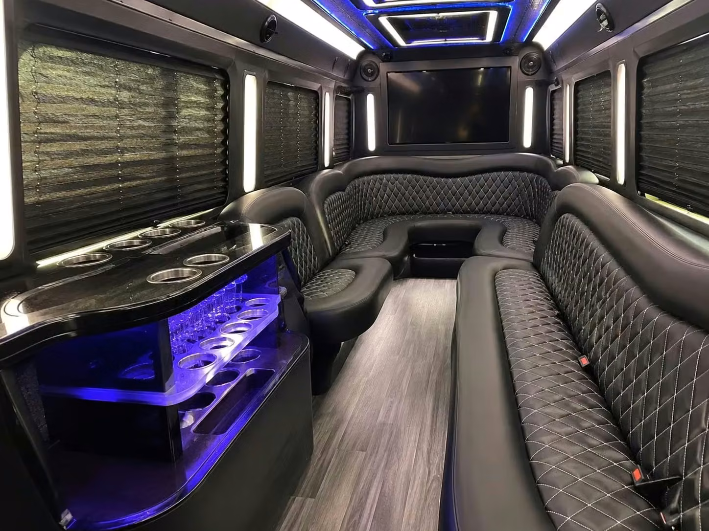 beverly hills party bus bar area